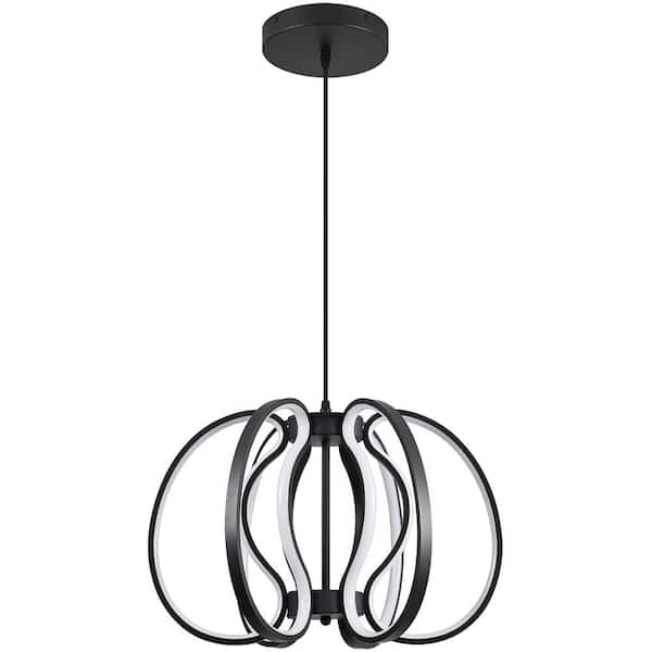 Deyidn Modern 6 light dimmable and adjustable Integrated LED Black Finish Unique Chandelier Design for Dining Room