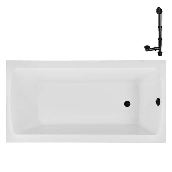 Streamline N-4380-754-ORB 72 in. x 36 in. Rectangular Acrylic Soaking Drop-In Bathtub, with Reversible Drain in Oil Rubbed Bronze