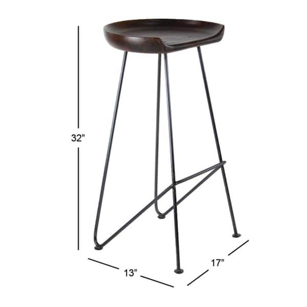 17 in. Brown Metal Rustic Bar Stool