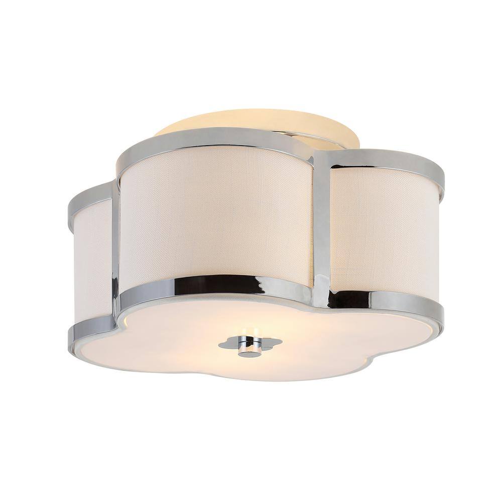 Modern Chrome Glass LED Flush Mount Chandelier, 13"