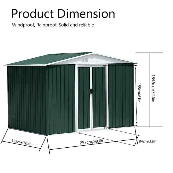 8 ft. W x 6 ft. D Aluminum alloy Shed with Double Door (48 sq. ft. )