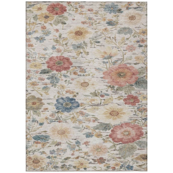 Chantille Machine Washable Indoor/Outdoor Abstract ACN2943 Ivory 5 ft. x 7 ft. 6 in. Area Rug