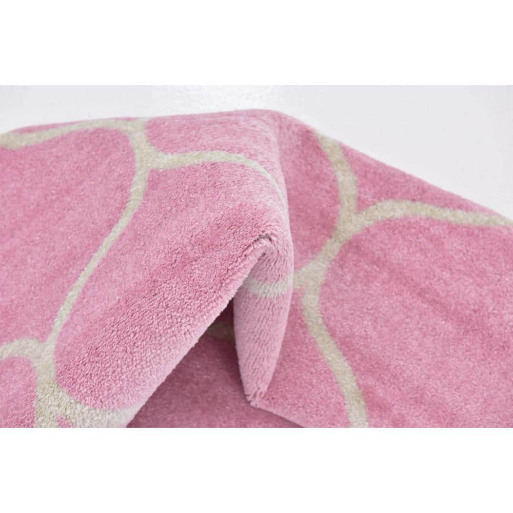 Pink Rectangular Stain-Resistant Synthetic Area Rug