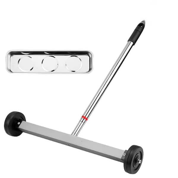 17 in. Heavy Duty Nail Pickup Magnet Sweeper 8.8 lbs. Capacity with Adjustable Handle, Accessory Kit for Workshop Garage