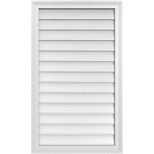 Ekena Millwork 24 in. x 40 in. Vertical Surface Mount PVC Gable Vent: Decorative with Brickmould Frame