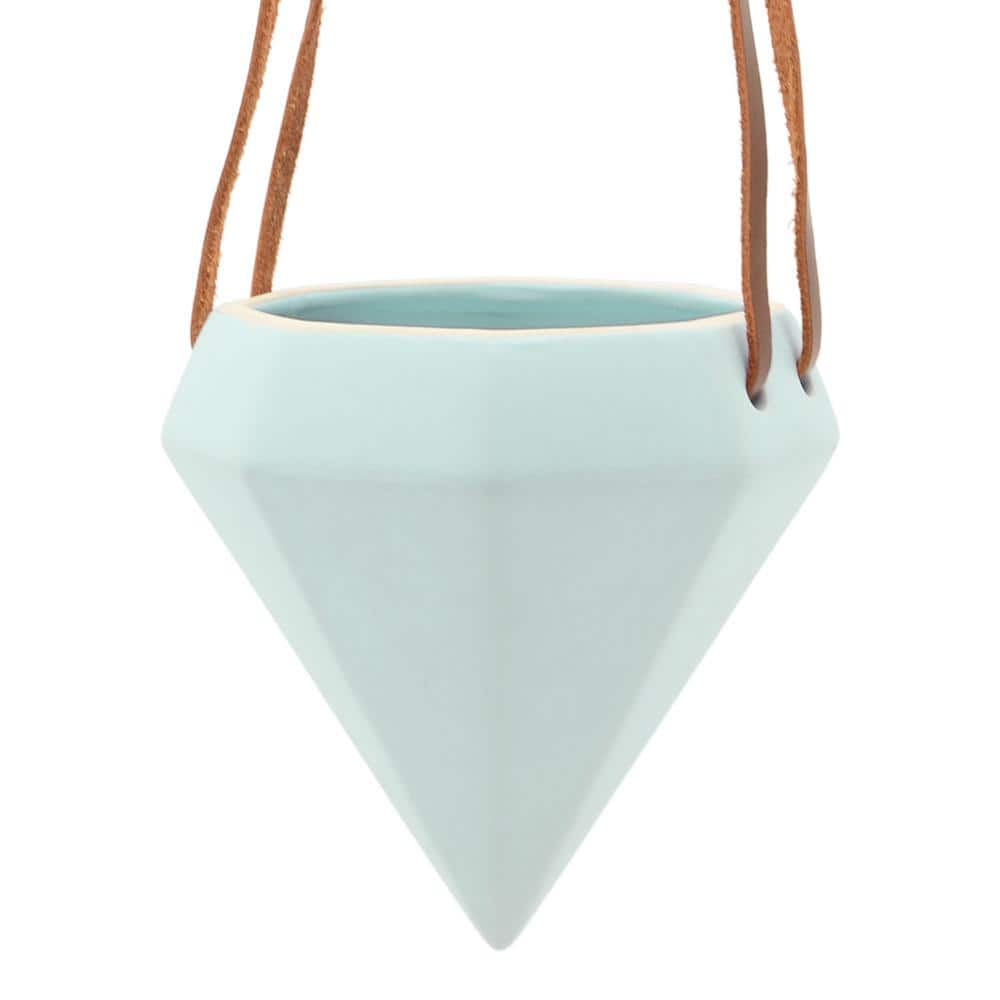 Guilford Pastel Mint Diamond Ceramic Hanging Planter