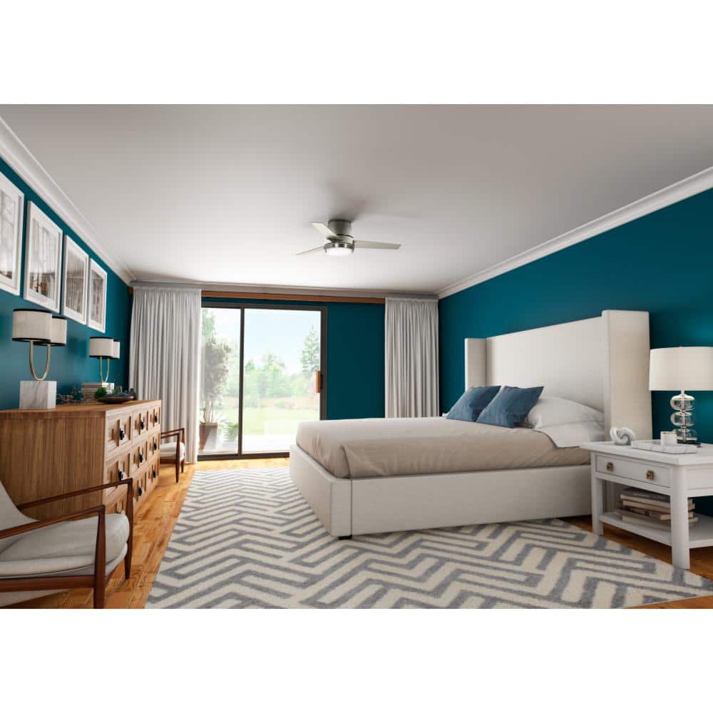 Brushed Nickel 44" Low Profile Ceiling Fan with LED Light