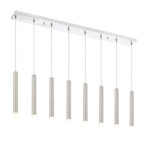 Forest 5 W 8 Light Chrome Integrated LED Shaded Chandelier with Brushed Nickel Steel Shade