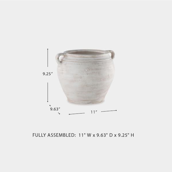 Signature DESIGN BY ASHLEY Meadie 9 in. H White Terra Cotta Signature DESIGN BY ASHLEY Meadie 9 in. H White Terra Cotta
