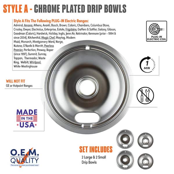 Range Kleen 6 in. 2-Small and 8 in. 2-Large Drip Bowl - Economy (4-Pack)