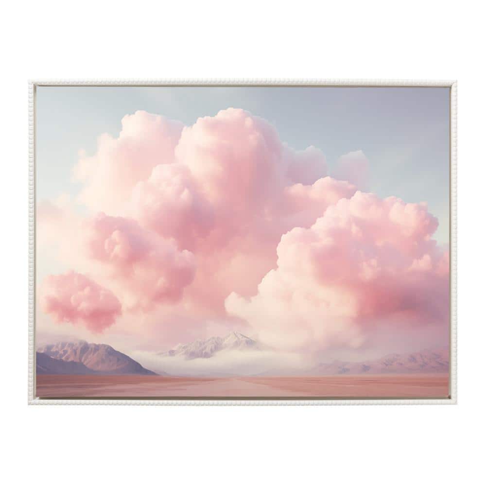 Vintage Pink Cotton Candy Clouds Landscape Canvas Art