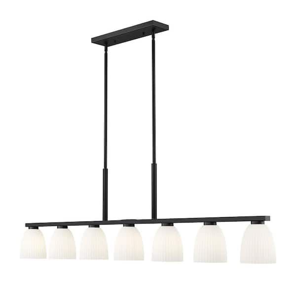 Naya 7 light Matte Black Chandelier for Indoor Use with No Bulbs Included