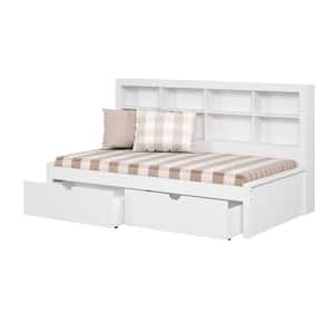 White Twin Daybed with Bookcase and Drawers