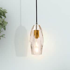Lincoln 1-Light Clear Single Geometric Pendant with Crystal Accents