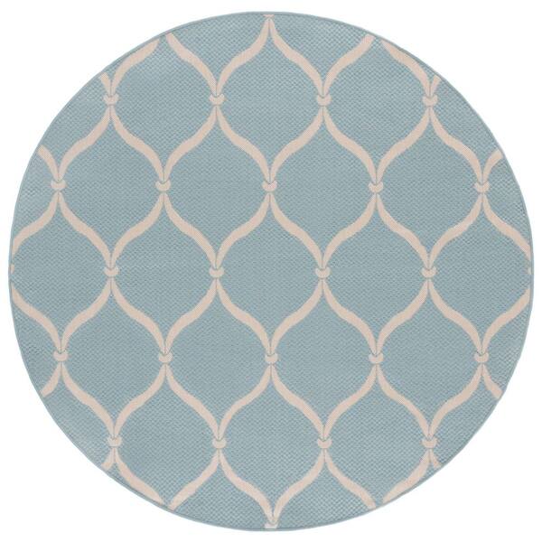 Courtyard 7 x 7 Spa/Beige Ogee Round Rug