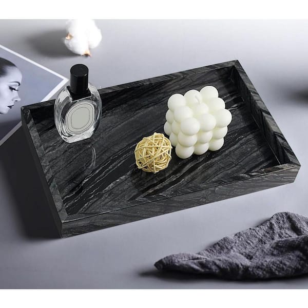 The Gray Marble Tray for Vanity and Home Decor UM2V2T - The Home Depot