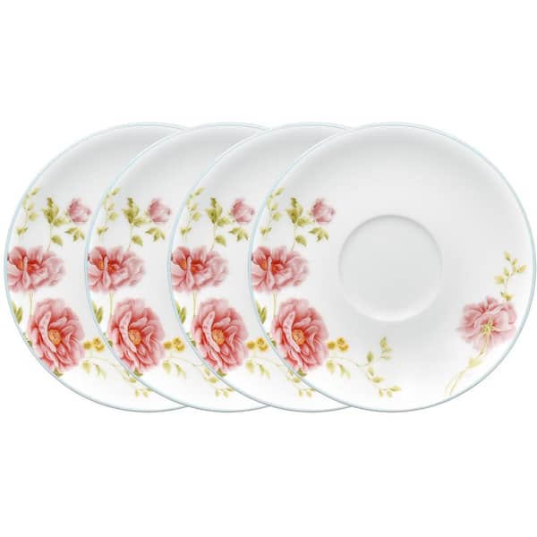 Noritake Peony Pageant White Bone China Saucer 6 in. (Set of 4)