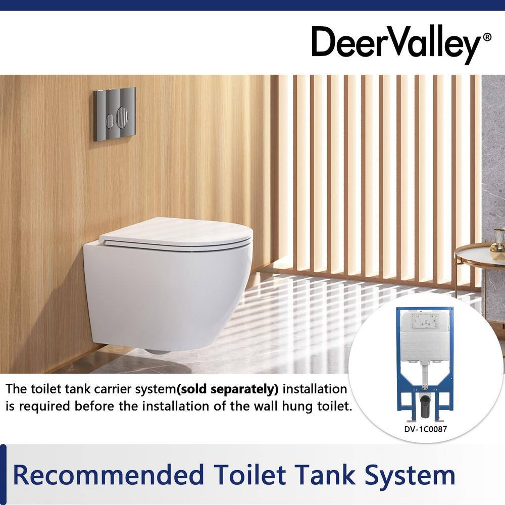 White Ceramic Elongated Wall Mounted Dual Flush Toilet