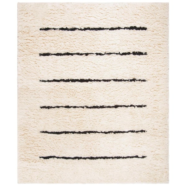 SAFAVIEH Kenya Ivory/Black 10 ft. x 14 ft. Striped Solid Color Area Rug