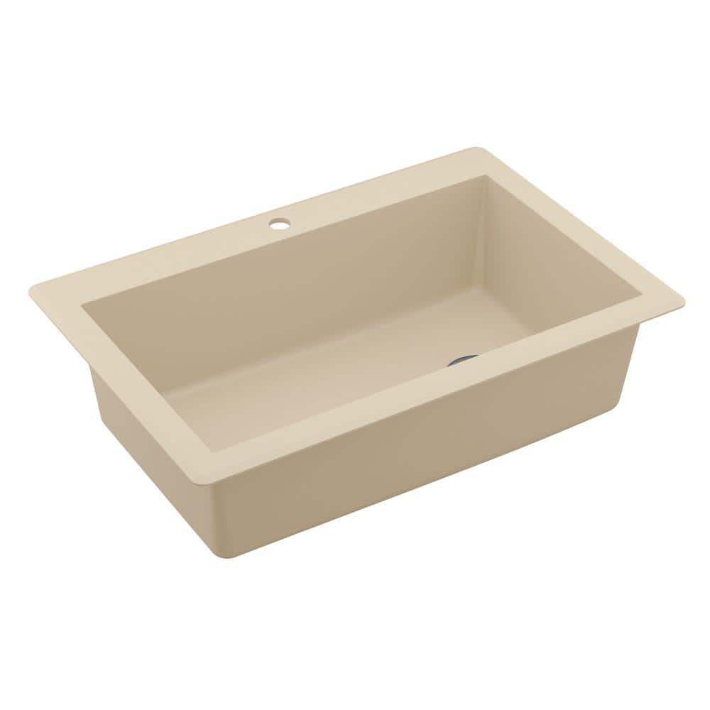 Bisque Quartz Composite Single Bowl Kitchen Sink, 33" x 22"