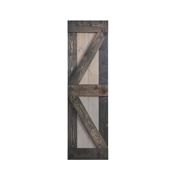 COAST SEQUOIA INC K Series 24 in. x 84 in. Light Grey/Carbon Grey Knotty Pine Wood Barn Door Slab