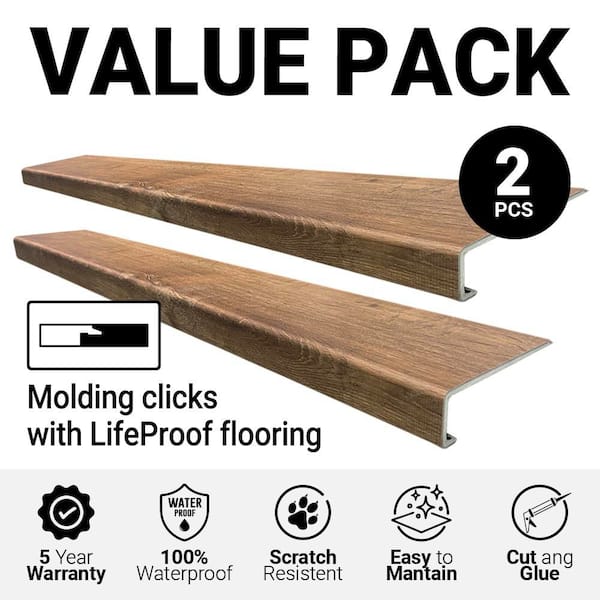 Butler Hickory Vinyl Stair Tread Square-Exact Match for Lifeproof Floor, 2-Pieces, 46 in. L x 7 in. W x 6.5 mm T