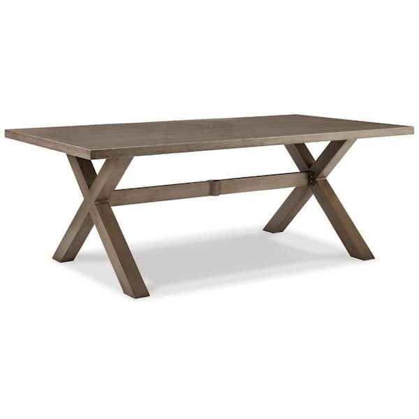 Benjara Beln Brown Rectangular Aluminum 28.88 in. Outdoor Dining Table