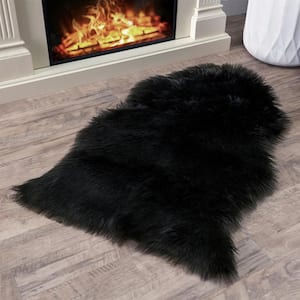 Black 2 ft. x 3 ft. Faux Fur Luxuriously Soft and Eco Friendly Area Rug