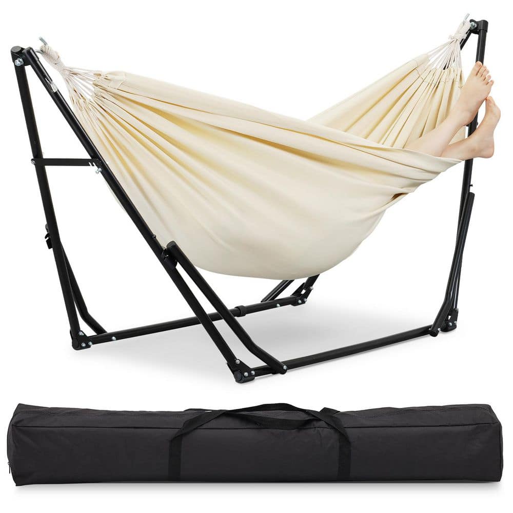 Ainfox 8 ft. Portable Hammock Swing Chair with Stand in Beige