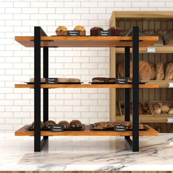 1 28 In. 3-Tier Supermarket Wooden Dry Food Dispenser Display Rack