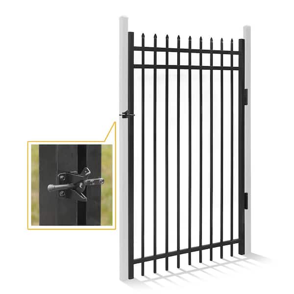 Fencer Wire 4 ft. x 6 ft. Pointed Pinnacle Anti-Rust Metal Fence Gate, Decorative Garden Gate (Single set)