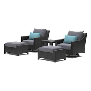 Deco 5-Piece Wicker Motion Patio Conversation Set with Gray Cushions