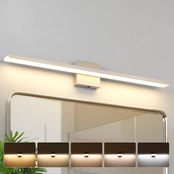 31.89 in. 1-Light Nickel LED Bathroom Vanity Light Bar with 5-CCT Adjustable Switch