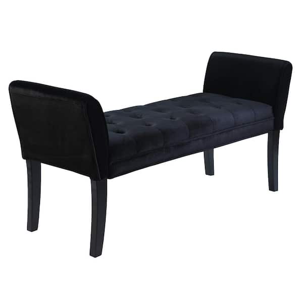 Armen Living Chatham 19 in. H x 53 in. W x 18 in. D Bench in Black Velvet