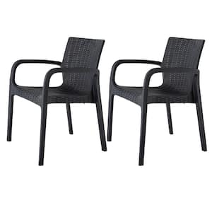 Koppla Black Stackable Plastic Outdoor Dining Chair (2-Pack)