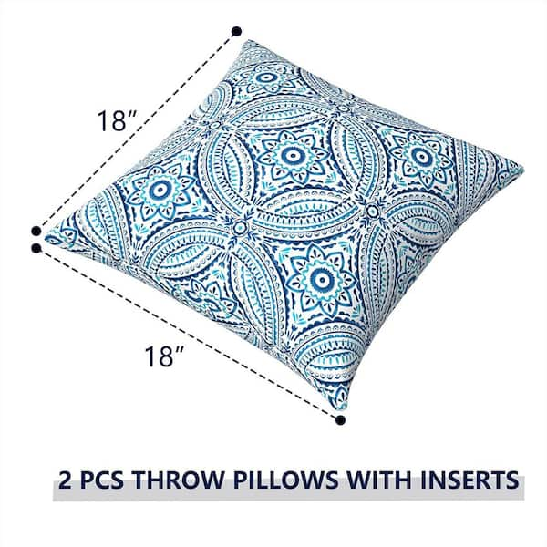 Outdoor Pillows for 18 in. x 18 in. Square Throw Pillows with Insert (Pack  of 2) in Lemon Blossom Blue B0BVQN9BXL - The Home Depot