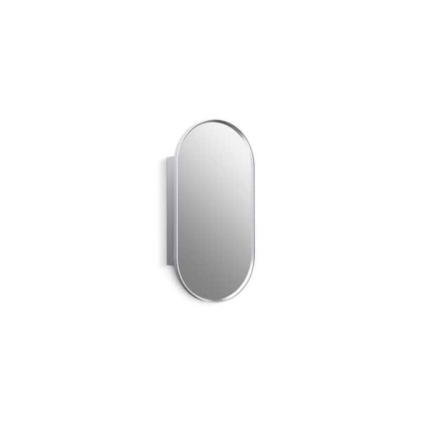 KOHLER Verdera 15 in. W x 30 in. H Oval Framed Medicine Cabinet with Mirror in Polished Chrome