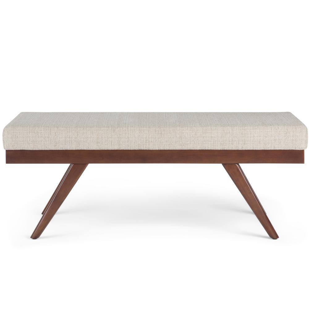 Chanelle Mid Century Platinum Tweed Ottoman Bench