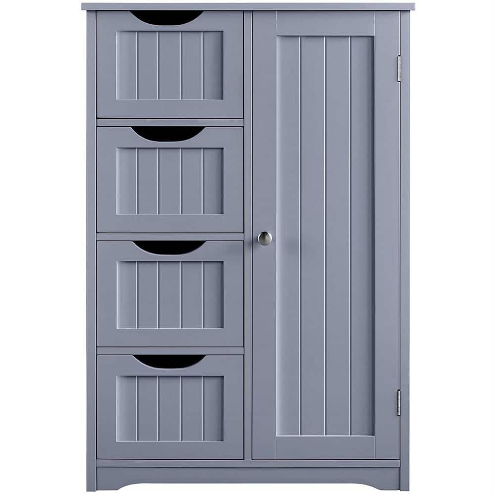 22 in. W x 12 in. D x 32.5 in. H Gray Bathroom Linen Cabinet Floor Storage 