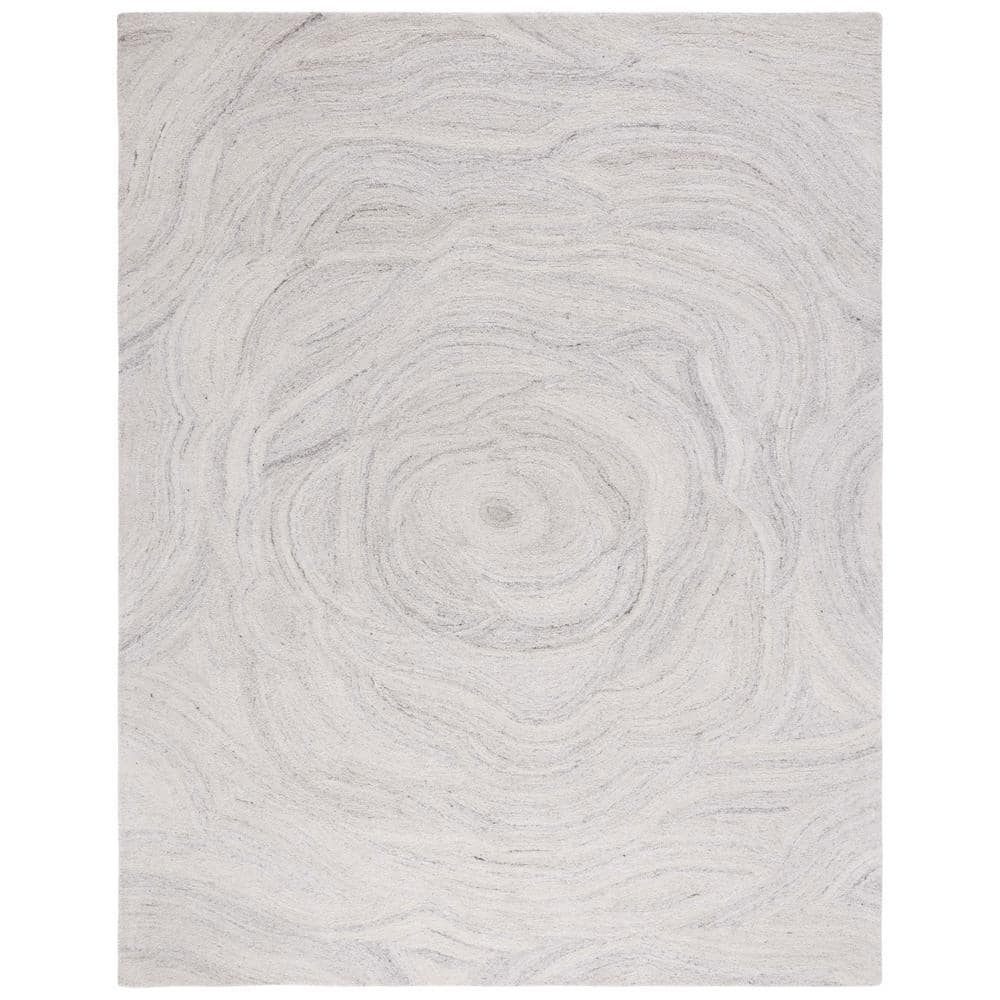 Hand-Tufted Light Grey and Beige Wool Abstract 8' x 10' Area Rug