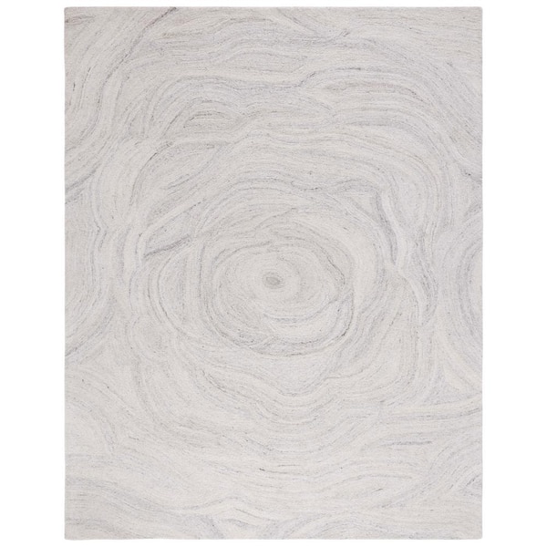SAFAVIEH Abstract Light Gray/Beige 8 ft. x 10 ft. Floral Eclectic Area Rug