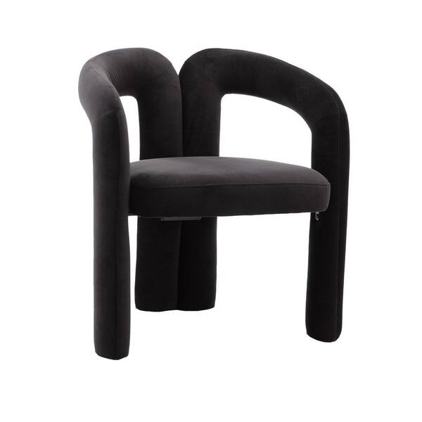 HOMEFUN Morden Black Velvet Goat Shaped Accent Chair with Metal