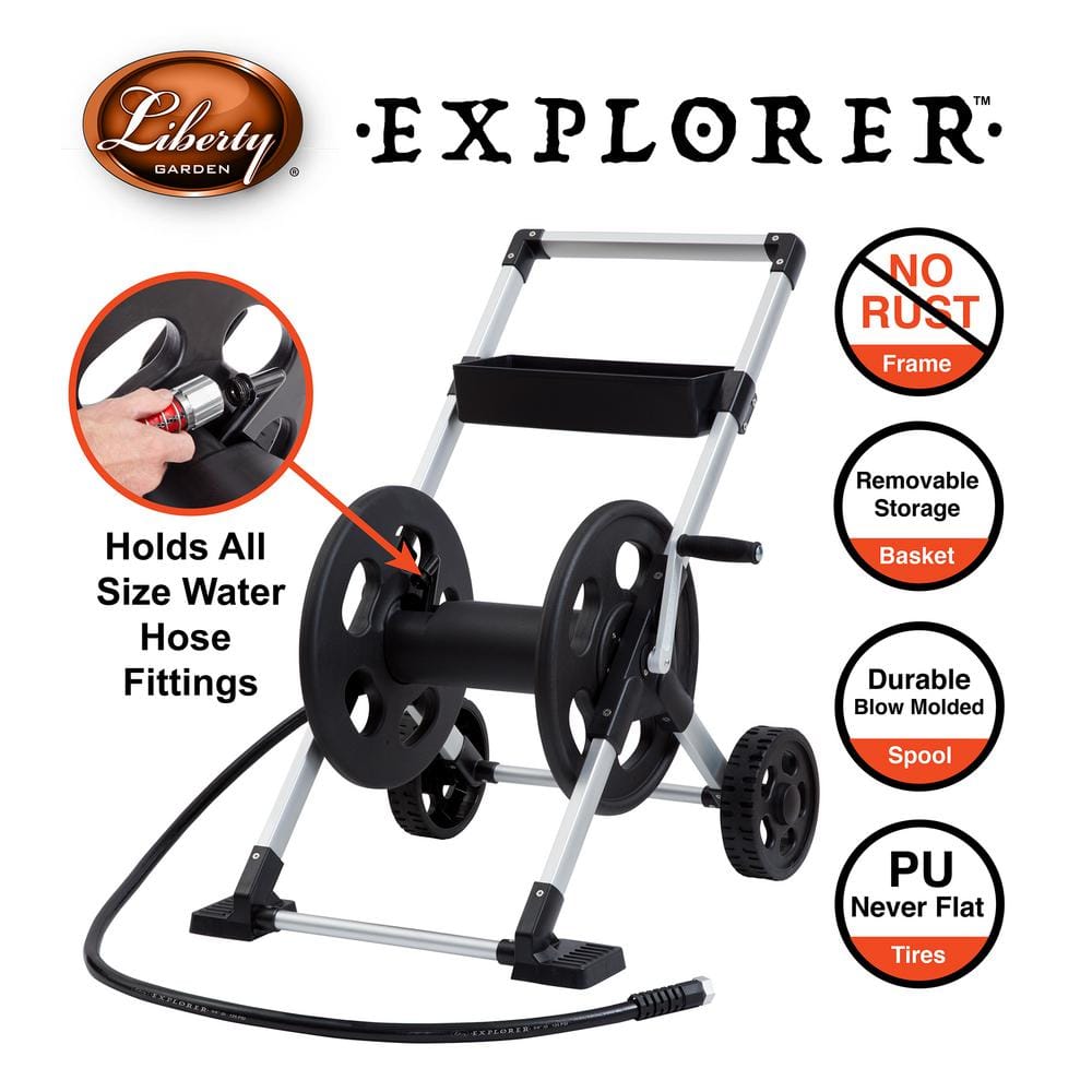 Explorer Aluminum and Resin 2-Wheel Hose Storage Cart