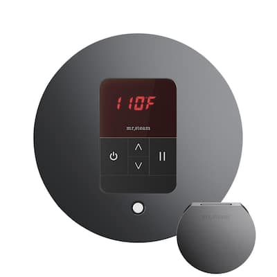 Basic Butler Steam Shower Control Package with Round iTempo Control and Linear Steamhead in Brilliant Black