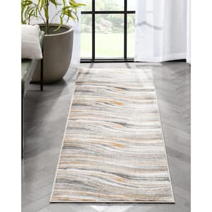 Verity Davina Grey Rust 2 ft. 3 in. x 7 ft. 3 in. Modern Abstract Area Rug