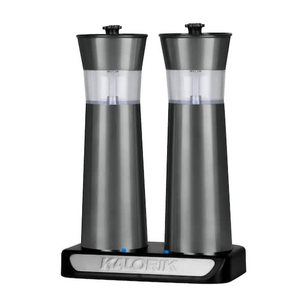 KALORIK Rechargeable Gravity Pewter Salt and Pepper Grinder Set PPG