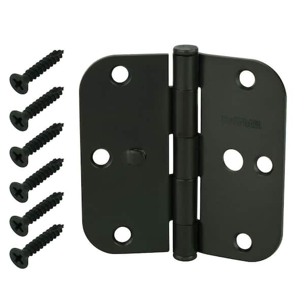 Everbilt 3-1/2 in. x 5/8 in. Radius Oil-Rubbed Bronze Squeak-Free Door Hinge  (3-Pack) 28456 - The Home Depot