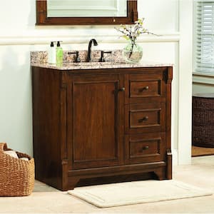 Creedmoor 36 in. W Bath Vanity Cabinet Only in Walnut with Right Hand Drawers