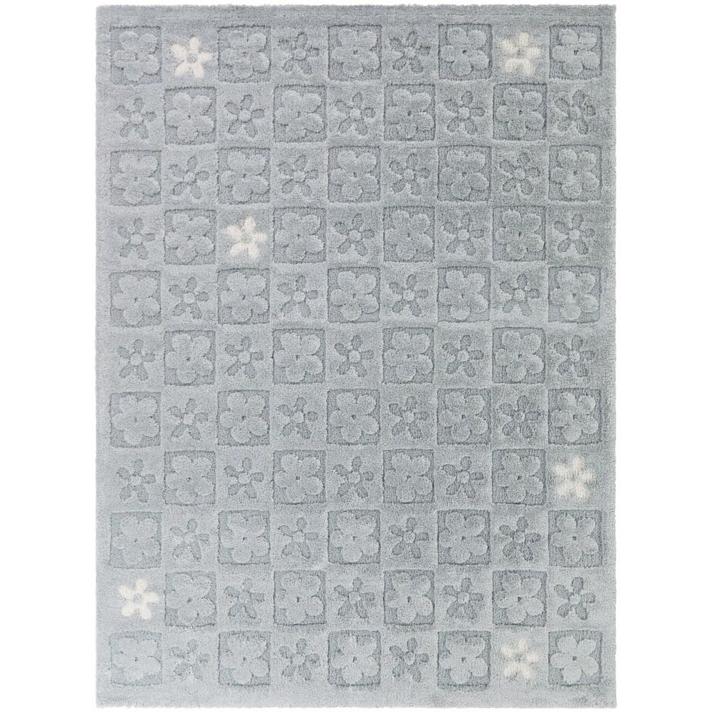 Alyson Teal 5 ft. 3 in. x 7 ft. Checkered Floral Area Rug price history on PriceWatchPro