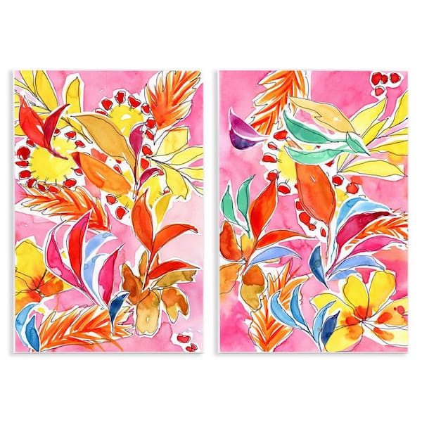 Stupell Industries Whimsical Leaf Impressions by Regina Moore 2 Pieces Unframed Nature Graphic Art Print 15 in. x 10 in.